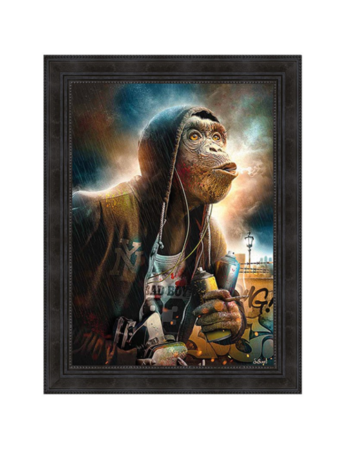 "Singe capuche",50x70cm, Tableau design Sylvain BINET
