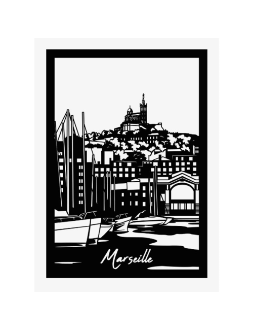 Sculpture murale Marseille en métal noir
