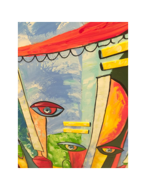 " Visages Cubiques", tableau contemporain et design