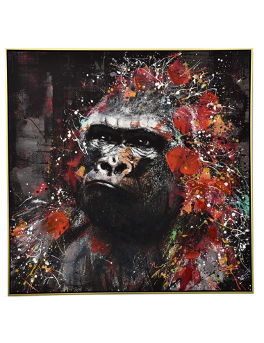 Tableau gorille street art rétro – toile carrée 100x100 cm