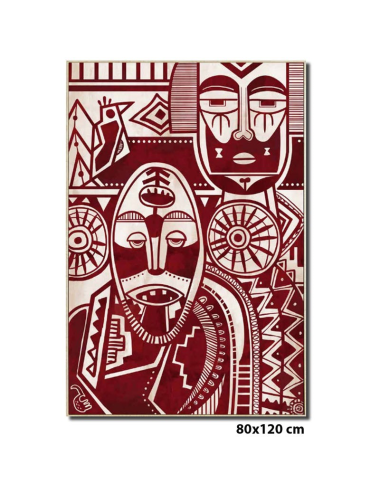 Tableau art africain rouge – toile tribale 80x120 cm