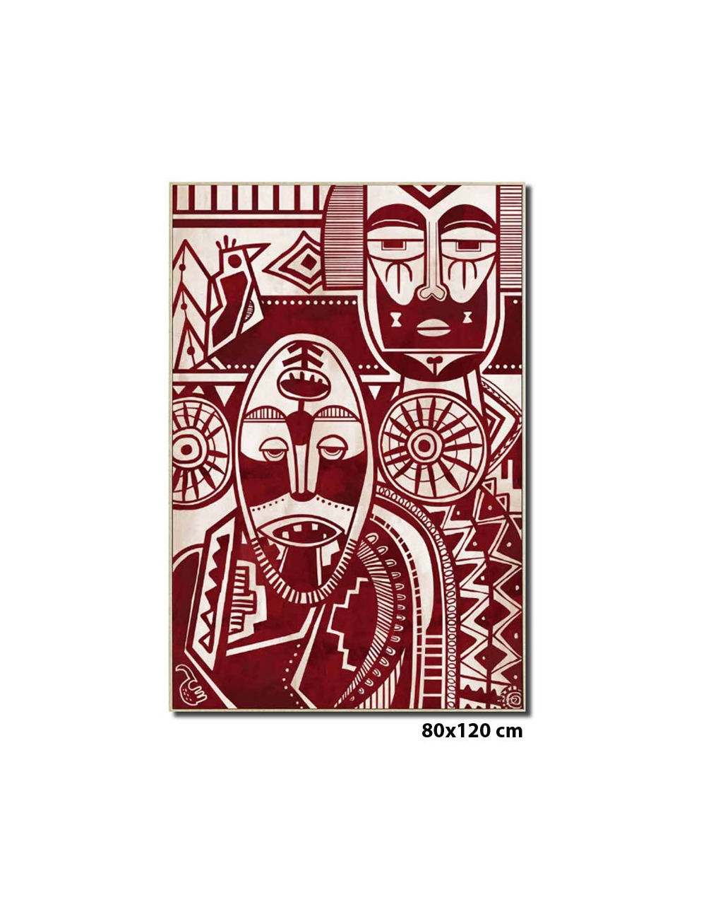 Tableau art africain rouge style tribal – 80x120 cm