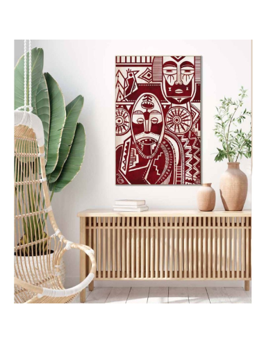 Tableau art africain rouge – toile tribale 80x120 cm
