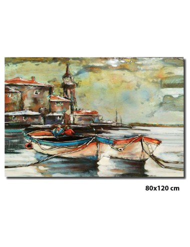 Tableau métal 3D 80x120 – barques vintage en relief