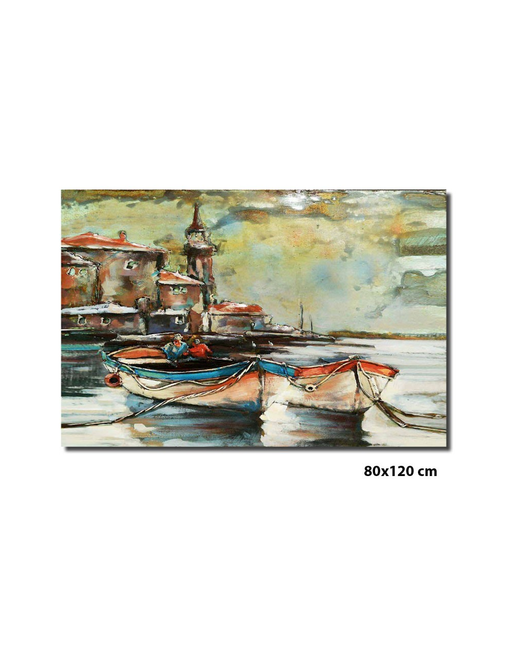 Tableau en métal 3D 80x120 – barques au port