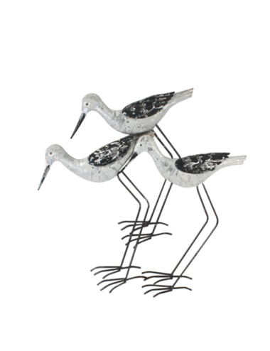 Sculpture métal oiseaux noir et argent