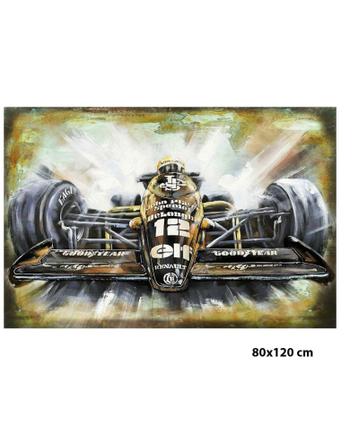 Tableau Formule 1 métal 3D 80x120 déco murale sport