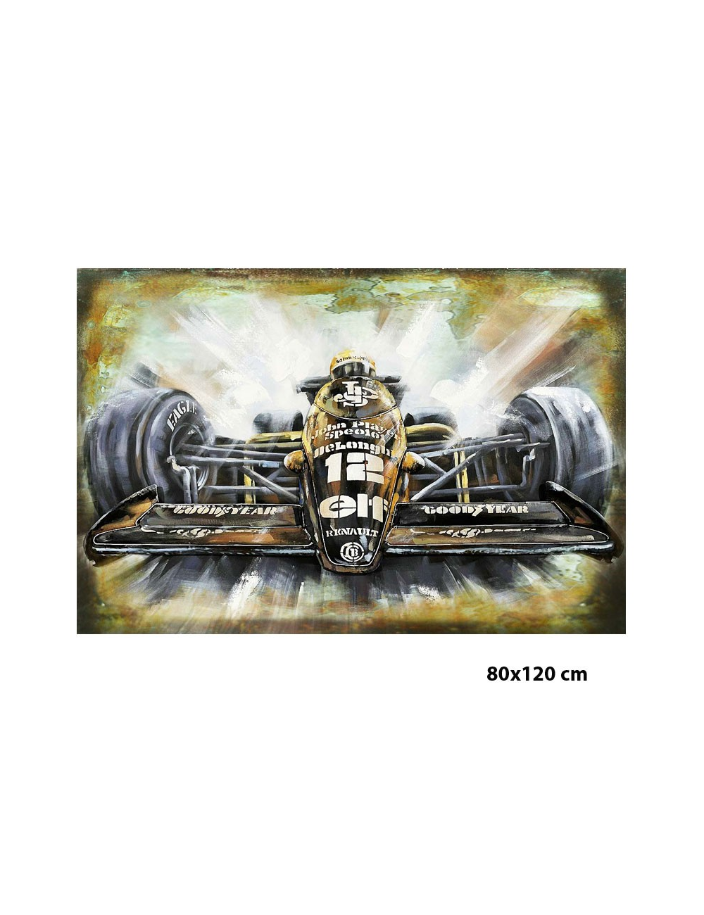 Tableau Formule 1 métal 3D 80x120 déco murale sport