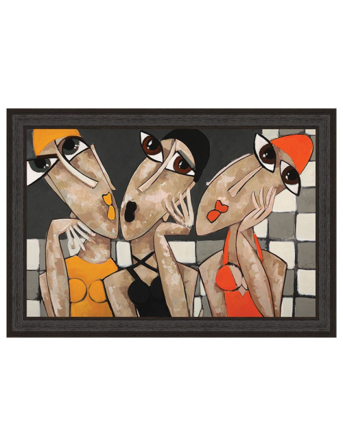 "Les baigneuses à carreaux", M.GONNIN, tableau contemporain