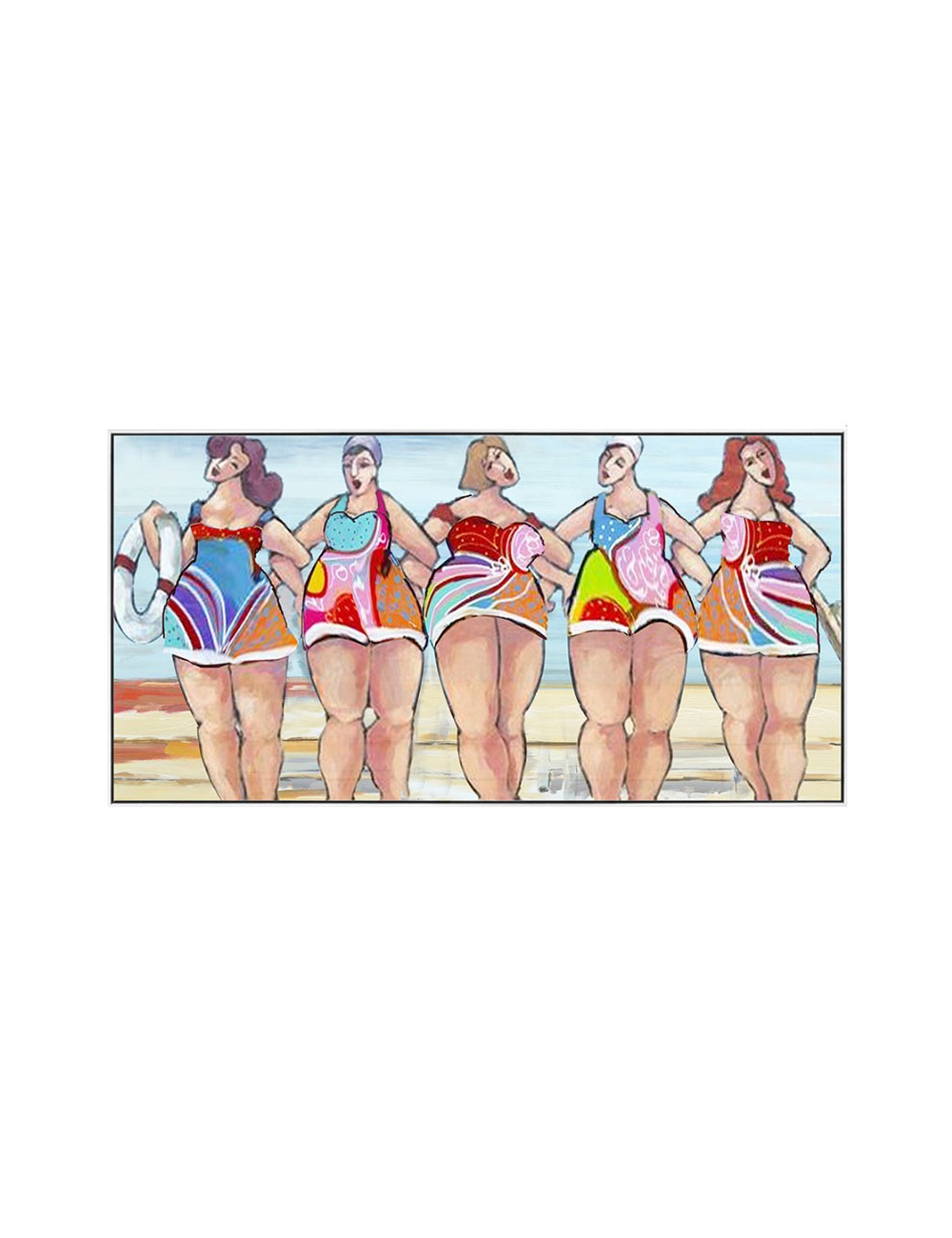 Tableau femmes à la plage – style pop coloré 70x140 cm