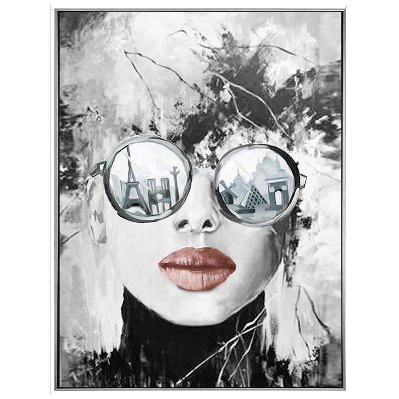 Tableau contemporain design  visage de femme moderne PARIS , 60x80