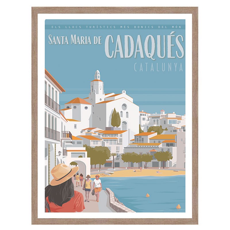Affiche régionale travel poster de CADAQUES et son église SANTA MARIA