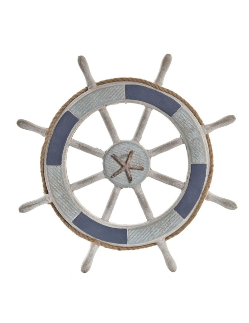 Gouvernail bois déco marine avec étoile de mer