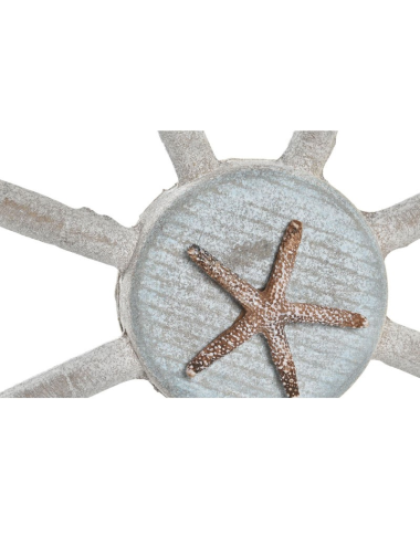Gouvernail bois déco marine avec étoile de mer