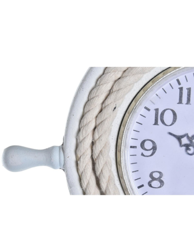 Horloge murale bois marine forme ancre et gouvernail
