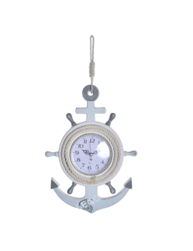 Horloge murale ancre et corde style bord de mer