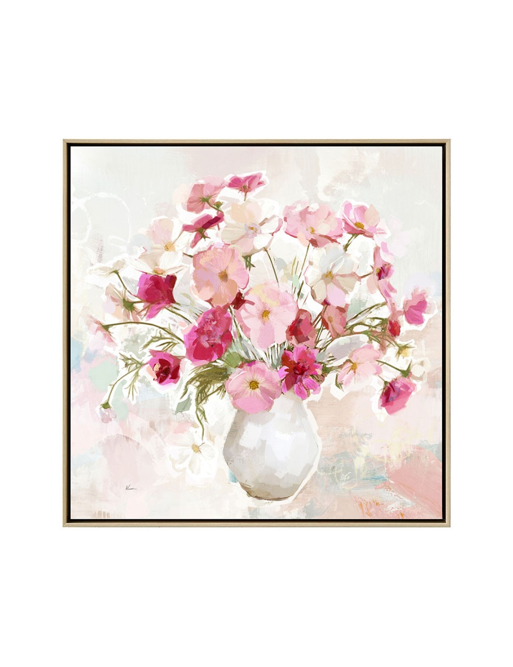 Tableau bouquet de fleurs roses – 60x60 cm