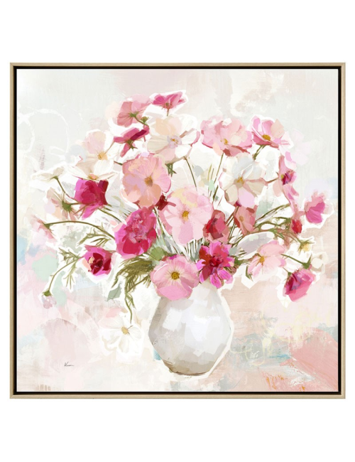 Tableau bouquet de fleurs roses – 60x60 cm