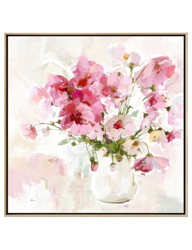 Tableau fleurs roses et blanches – 60x60 cm