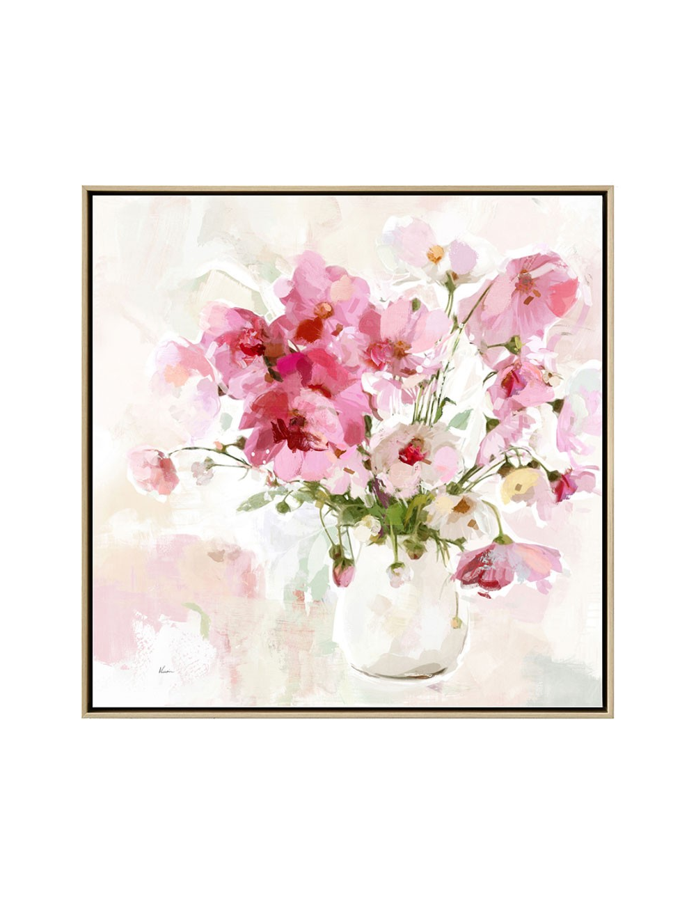 Tableau fleurs roses et blanches – 60x60 cm