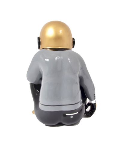 Sculpture singe STARBOY 58 cm – déco design noir or gris