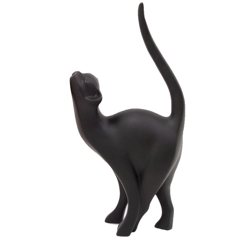 Figurine de chat noir en résine