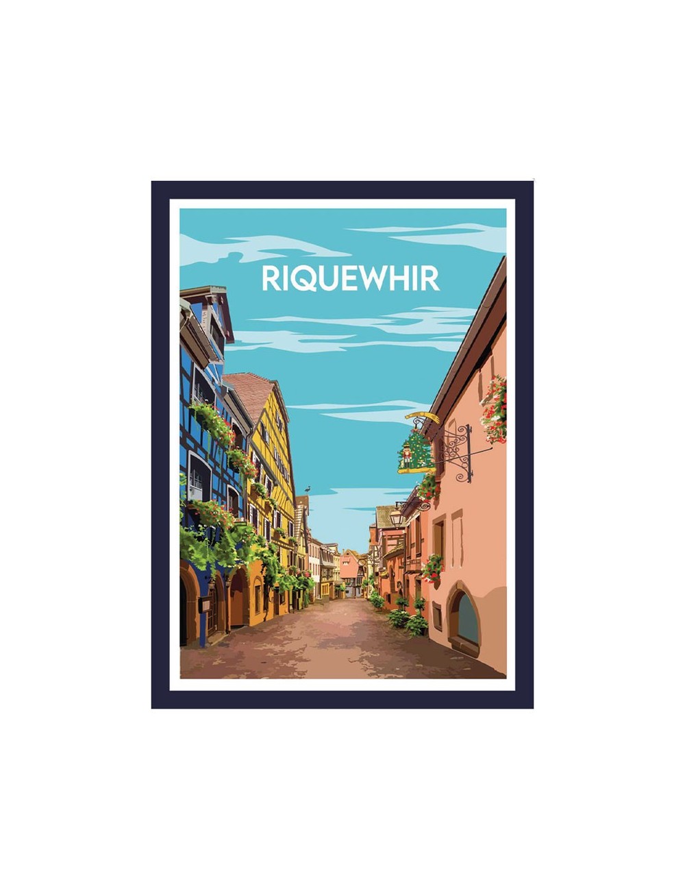 Affiche Riquewihr Alsace – Poster encadré coloré