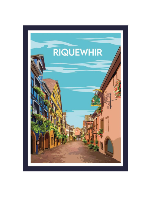 Affiche Riquewihr Alsace – Poster encadré coloré