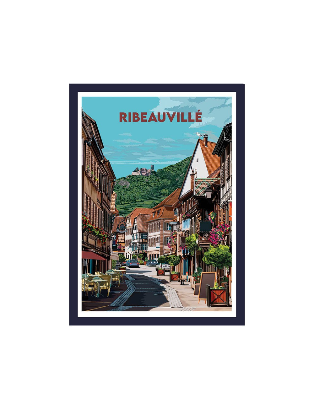Affiche Ribeauvillé Alsace – Poster encadré village typique