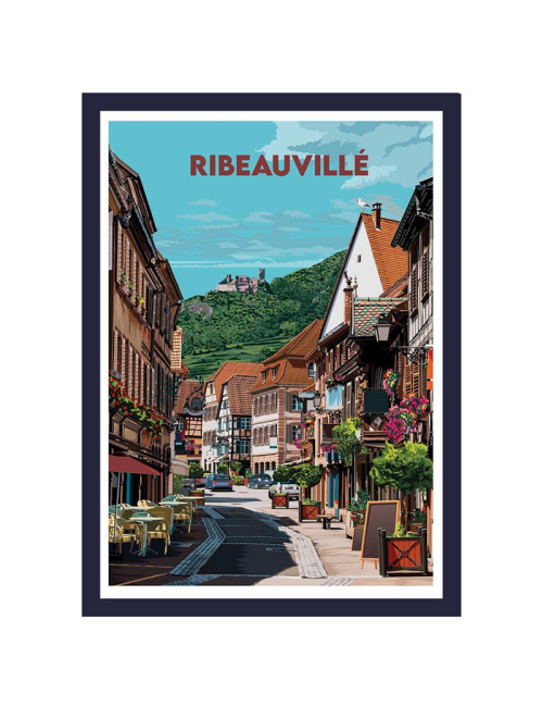Affiche Ribeauvillé Alsace – Poster encadré village typique