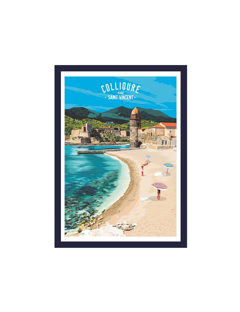 Affiche encadrée Collioure - Plage Saint-Vincent