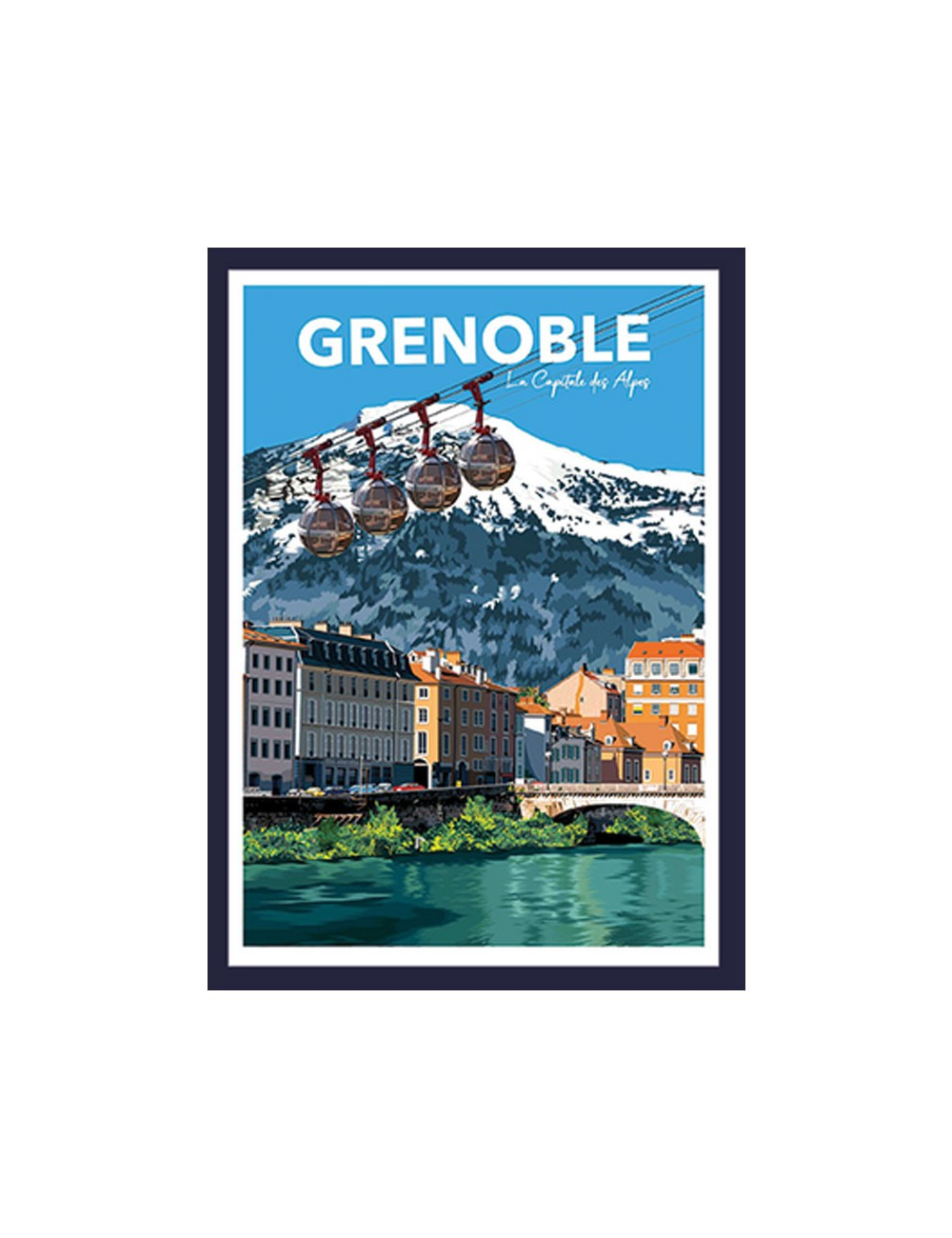 Affiche vintage Grenoble – Poster encadré montagne