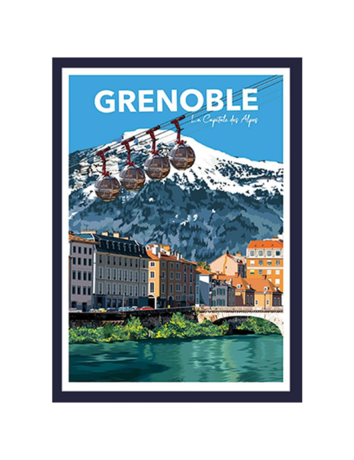 Affiche vintage Grenoble – Poster encadré montagne