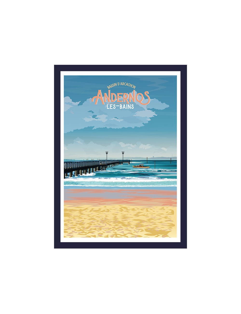 Affiche poster Andernos les Bains encadrée vintage
