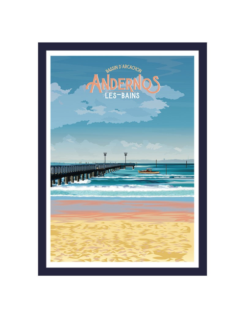 Affiche poster Andernos les Bains encadrée vintage
