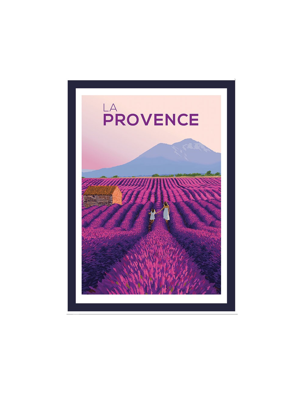 Affiche encadrée Provence champs lavande vintage