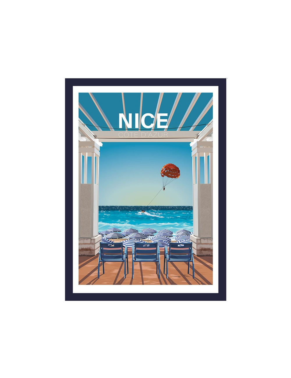 Affiche poster Nice Côte d’Azur encadrée vintage