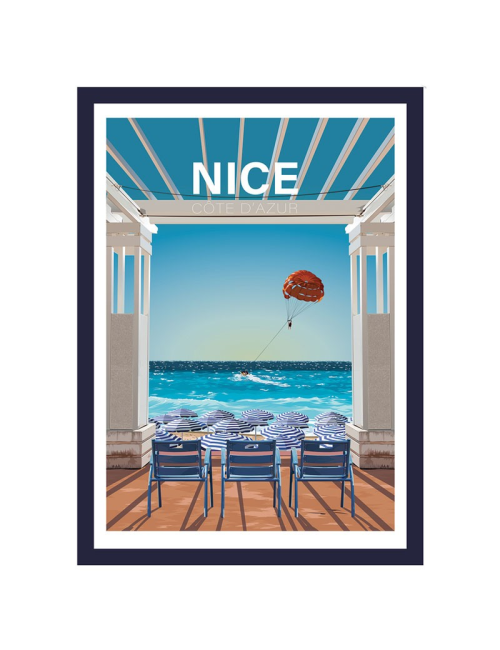 Affiche poster Nice Côte d’Azur encadrée vintage
