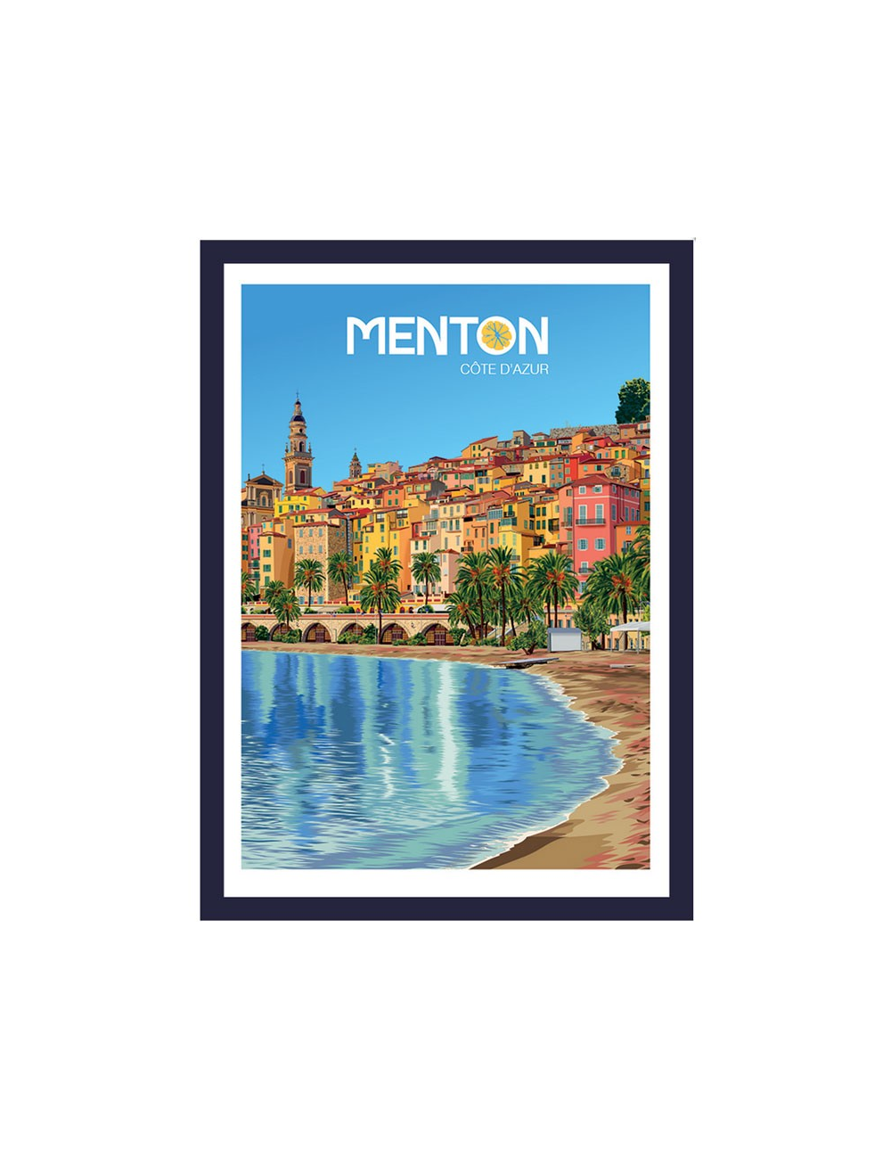 Affiche Menton vintage encadré Côte d’Azur