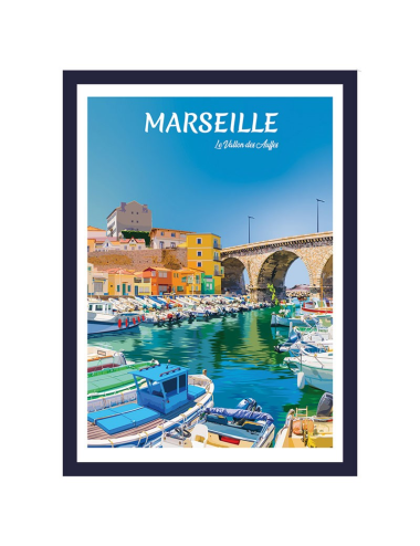 Affiche encadrée Marseille Vallon des Auffes vintage