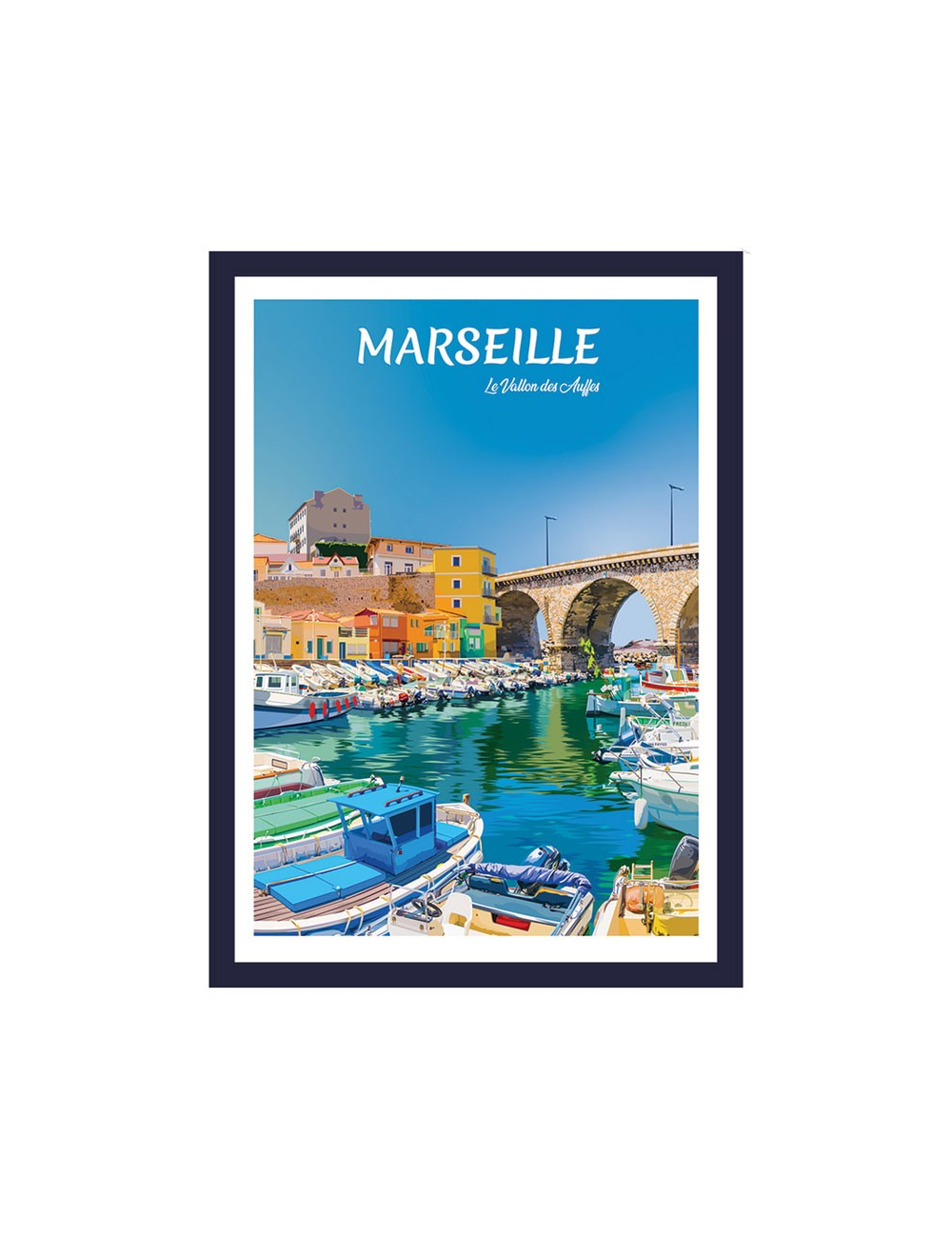 Affiche encadrée Marseille Vallon des Auffes vintage