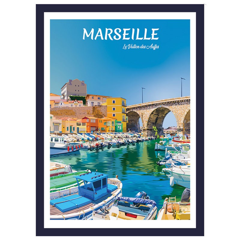 Travel poster Le vallon des Auffes, Marseille, affiche régionale
