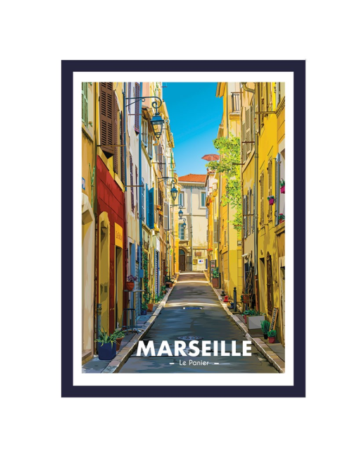 Affiche encadrée Marseille Le Panier ruelle vintage