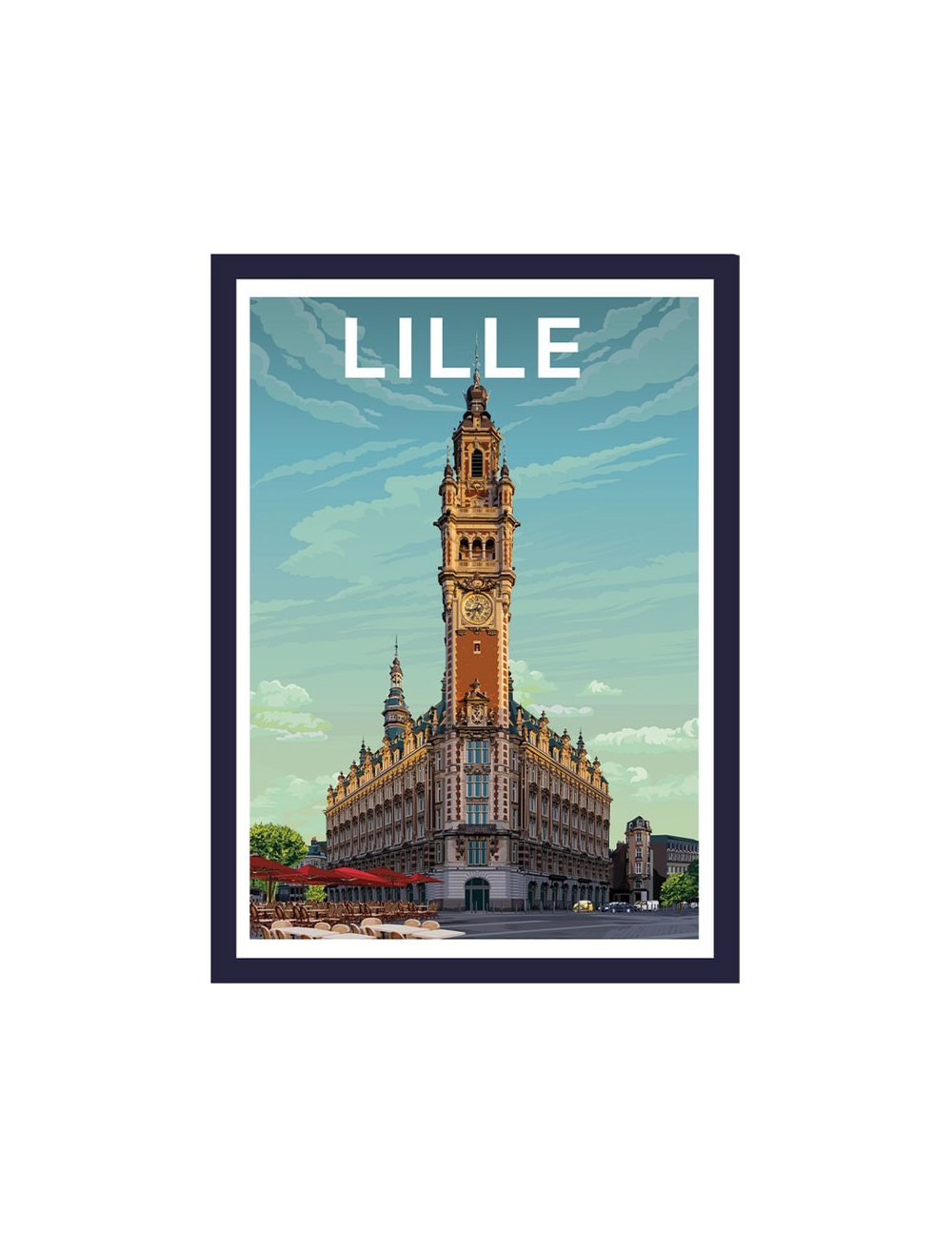 Affiche poster Lille encadrée style illustré
