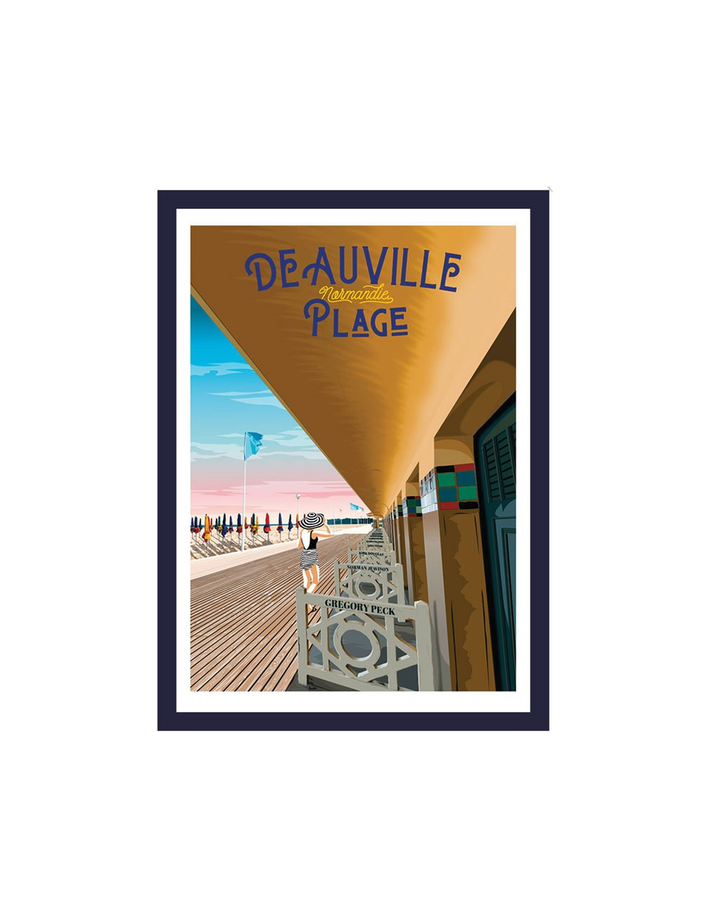 Affiche Deauville Plage vintage encadrée chic