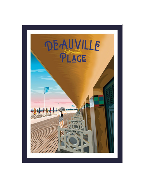 Affiche Deauville Plage vintage encadrée chic