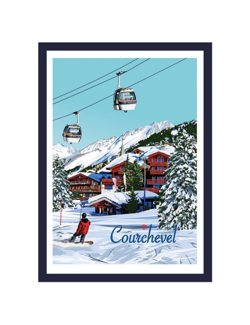 Affiche vintage Courchevel – Poster encadré ski