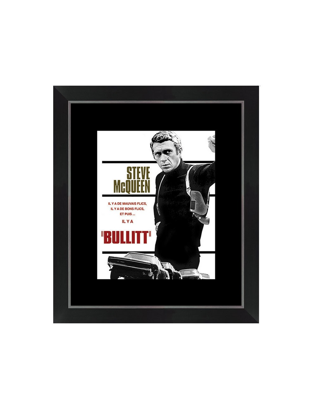 Bullitt, Steeve McQueen -Tableau cinéma noir et blanc