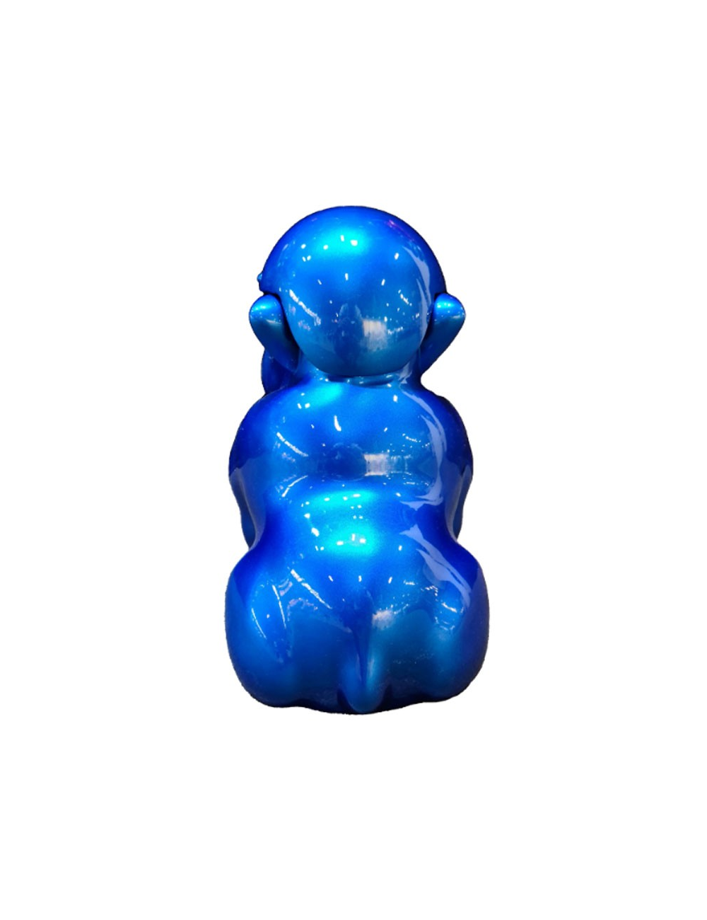 Figurine Résine Bouledogue Français Bleu Chromé – Assis, Langue Tirée, Déco Fun
