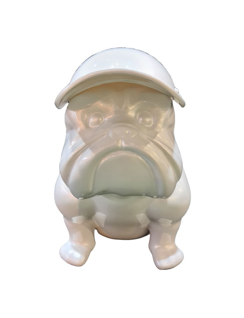"Chien bouledogue 39cm nacré", statue déco design